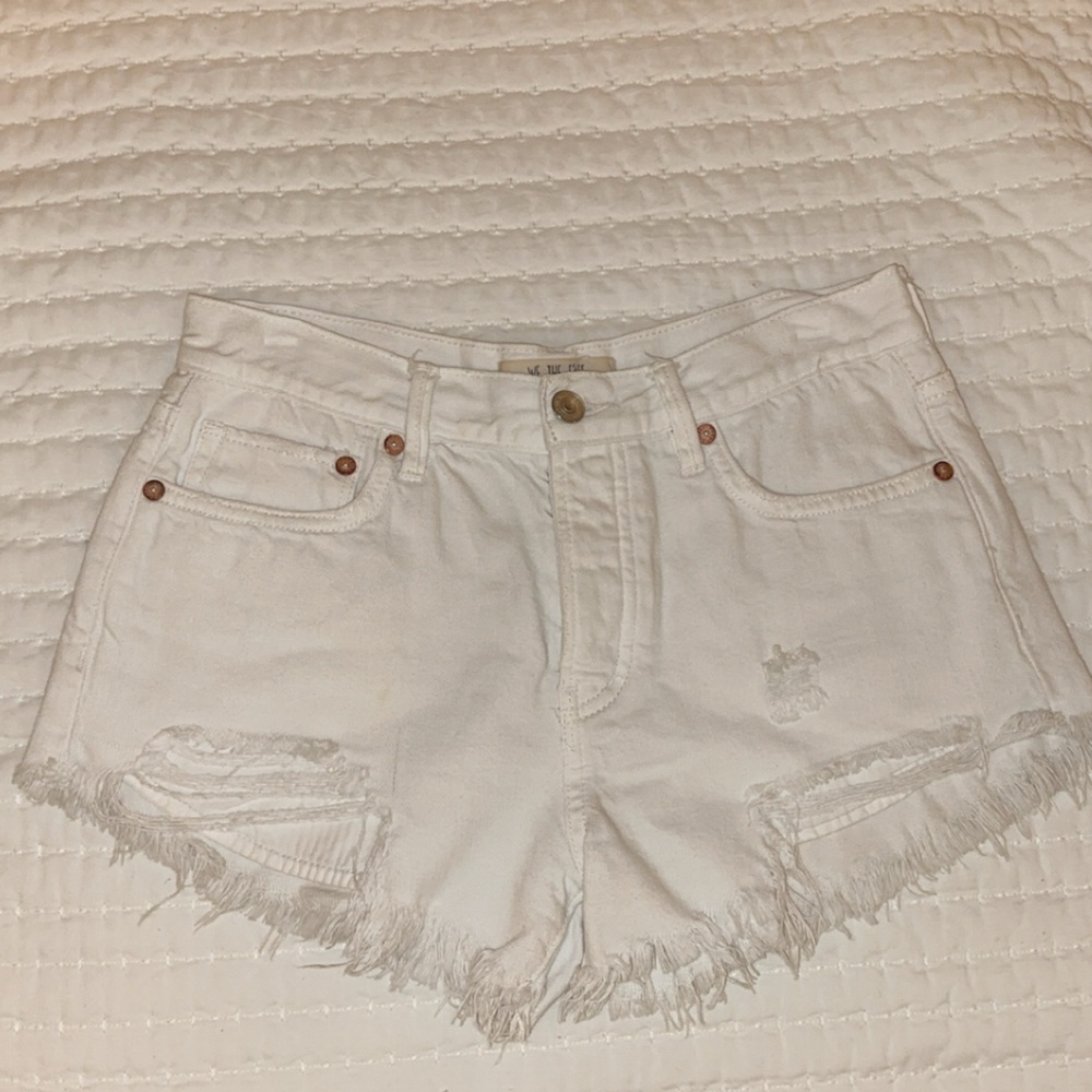 White Distressed Women's Shorts